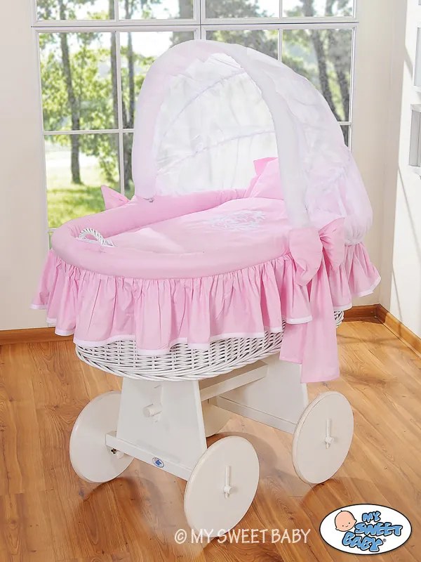 My Sweet Baby Prútený košík s kapucňou- Glamour ružovo-biela