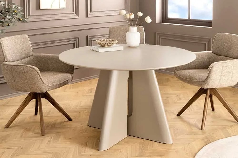 Okrúhly jedálenský stôl Yenibeth 120 cm sivo-béžový