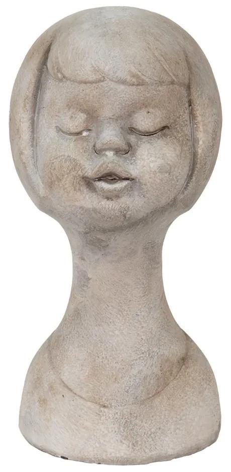 Sivá cementová dekorácia busta dievčatá - 12*11*24 cm