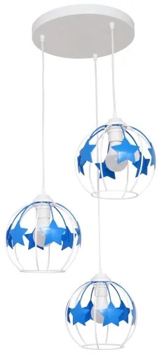 Detský luster na lanku STARS 3xE27/15W/230V modrá/biela