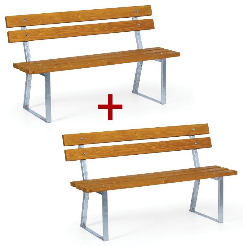 Parková lavička STANDARD s operadlom 1+1 ZADARMO, zinková, 1500 mm, limba