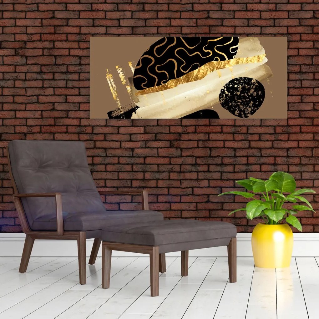 Obraz - Abstrakcia golden brown N⁰3 (120x50 cm)