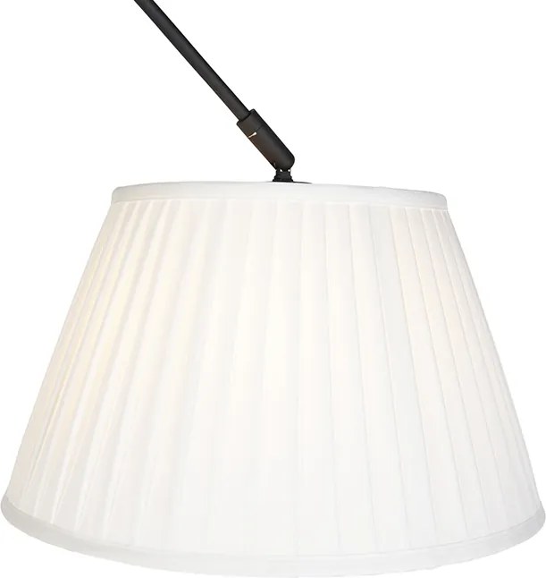 Závesné svietidlo čierne s plisovaným tienidlom 35 cm krémové - Blitz