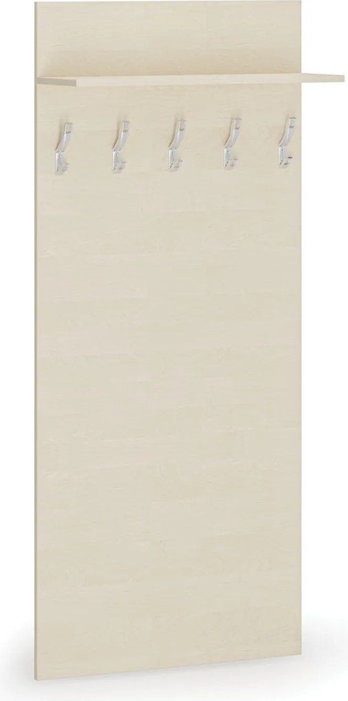 Vešiaková stena HORIZONT, 5 háčikov, polica, roky vodorovne, breza