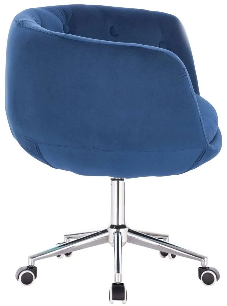 LuxuryForm DESIGN Kreslo MONTANA VELUR na striebornej podstave s kolieskami - modré