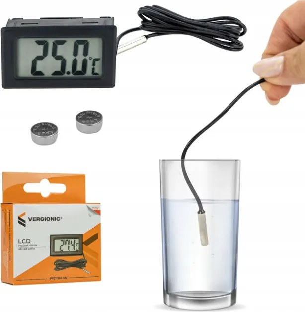 Elektronický LCD izbový teplomer s sondou
