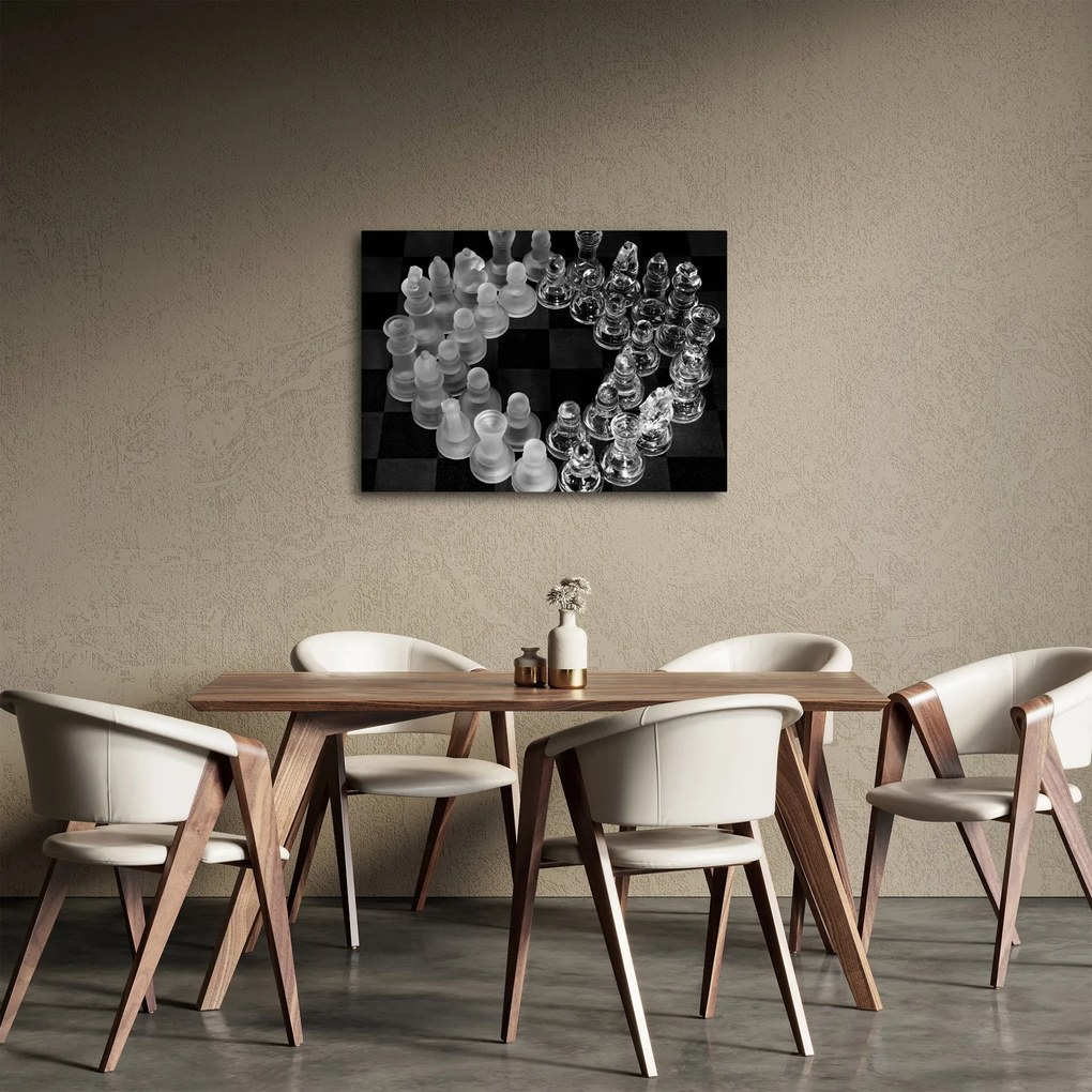 Obraz - čiernobiele šachy (70x50 cm)