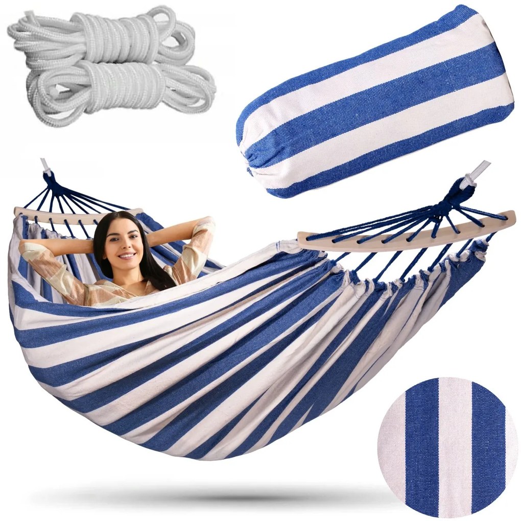 Závesná sieť EDEN pre 2 osoby bielo-modrá