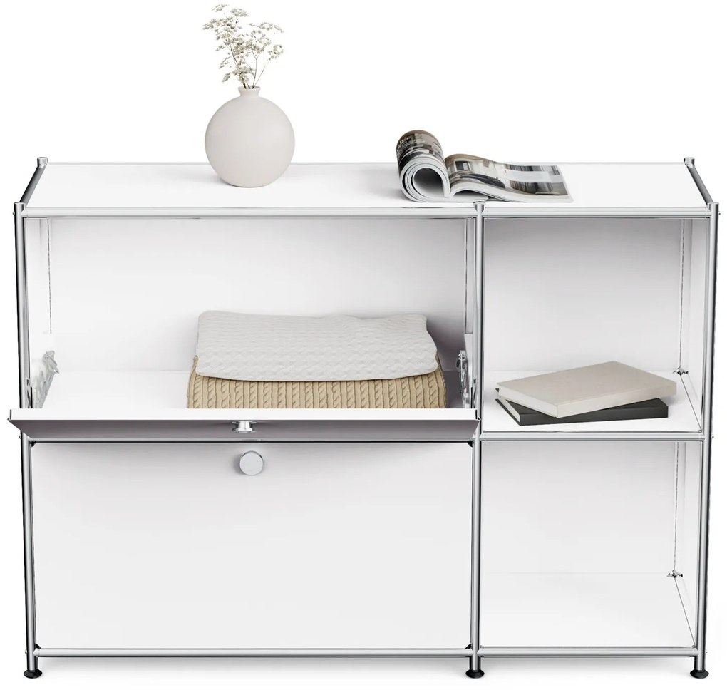 Kovová odkladacia skrinka »CN3« s 2 výklopnými priehradkami, biela