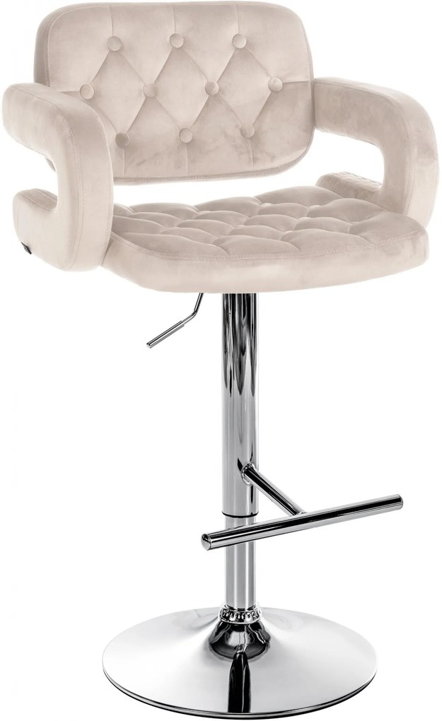 Barová stolička Dublin - zamat, chróm rám - Krémová