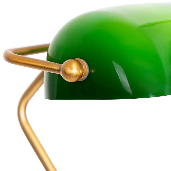 Klasická stojaca lampa na notára bronzová so zeleným sklom - Banker