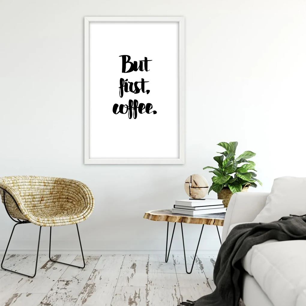 Gario Plagát Ale najprv káva Farba rámu: Prírodná, Rozmery: 40 x 60 cm