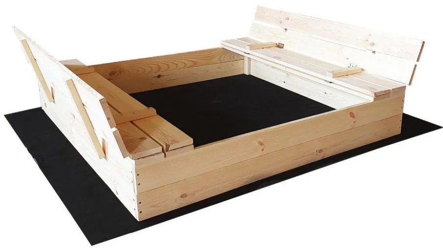 Detské uzatvárateľné pieskovisko s lavičkami 140 x 140 cm