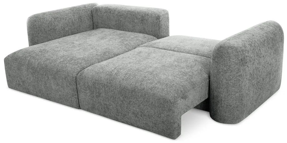 Sivá ženilková rozkladacia/s úložným priestorom rohová pohovka (ľavý roh/s leňoškou) Mele – Makamii