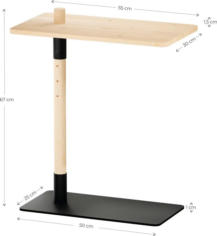 Odkladací stolík z borovicového dreva 30x55 cm Adjust – Karup Design