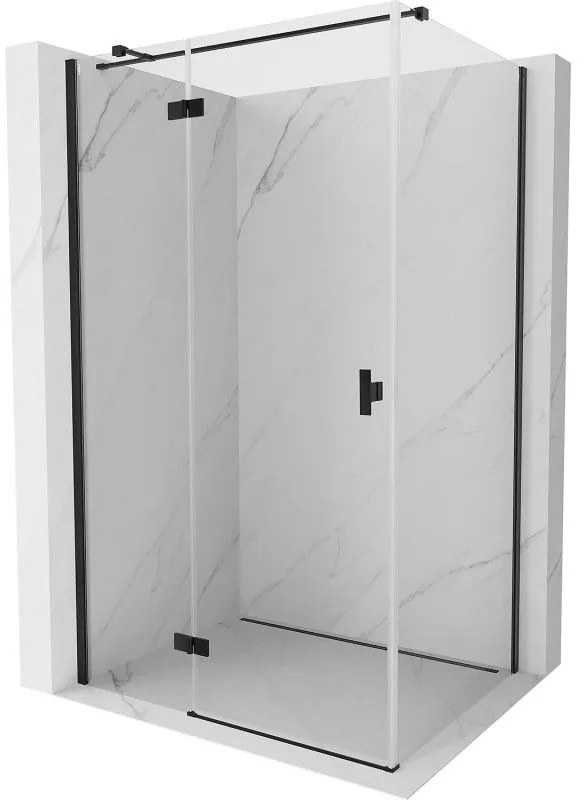Mexen Mist H T, sprchový kút s výklopnými dverami ľavý 75 x 70 cm, číre sklo, čierna, 8A5T-075-070-70-00-L