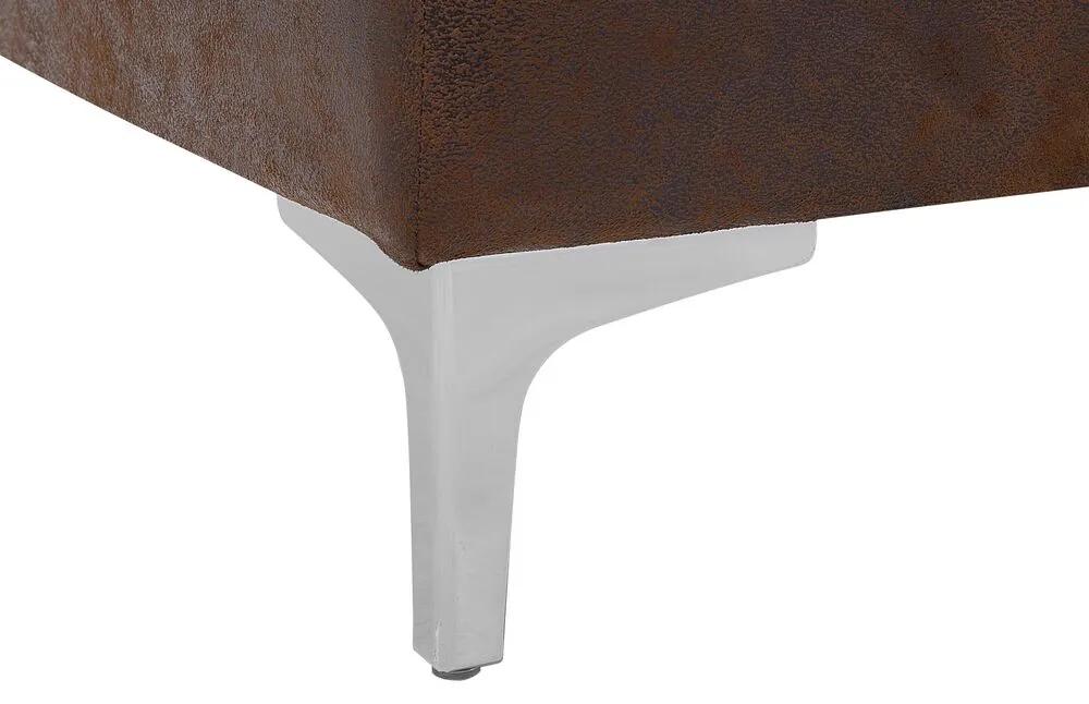 Hnedá rozkladacia sedacia súprava tvaru L čalúnená imitáciou kože ľavostranná / pravostranná ABERDEEN Beliani