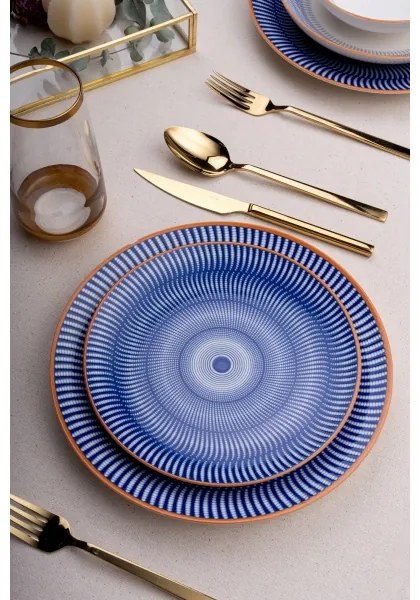 24-dielna jedálenská súprava modrá/oranžová/porcelán