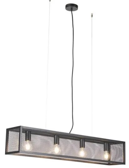 Inteligentná priemyselná závesná lampa čierna vrátane 4 WiFi A60 - Cage Wire