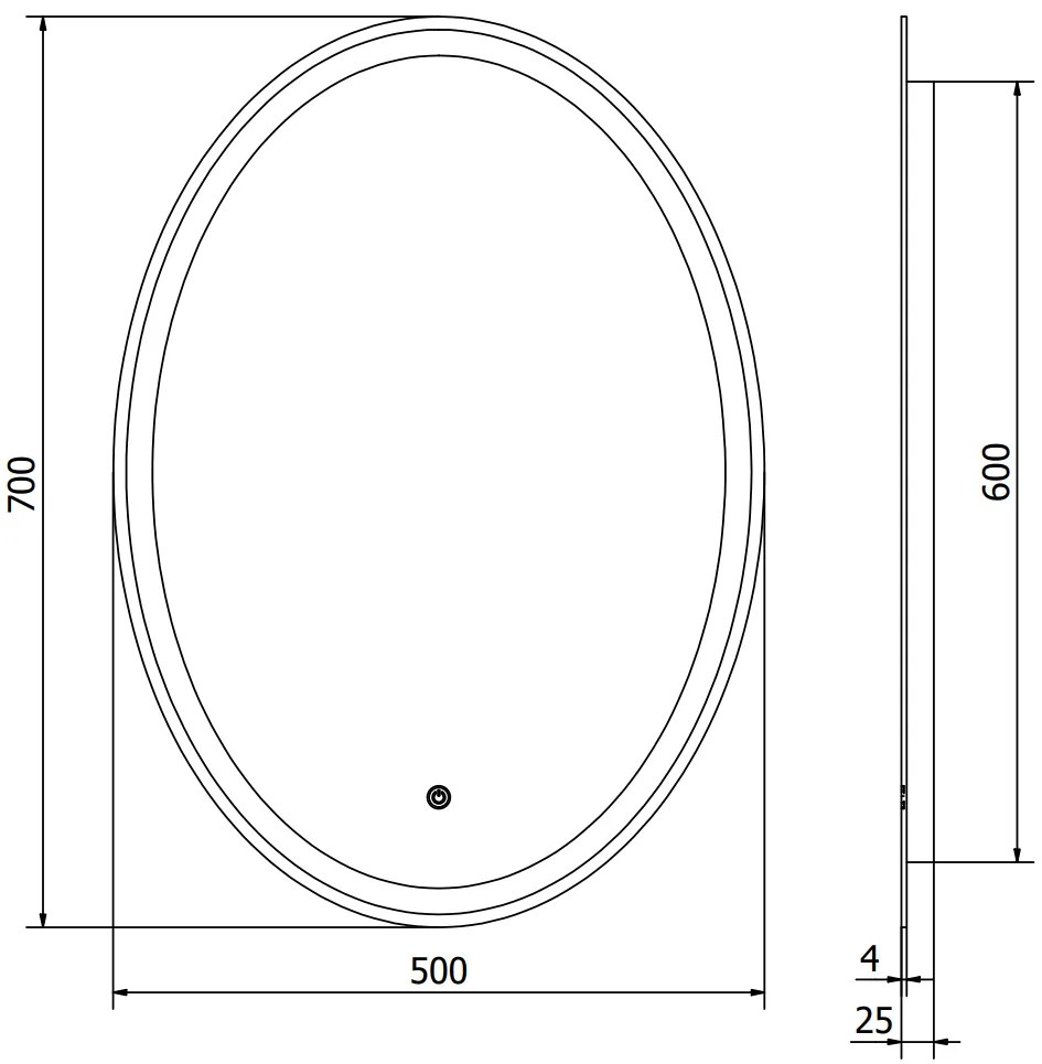 Mexen Elz, LED kúpeľňové zrkadlo s podsvietením 50 x 70 cm, 6000K, ochrana proti zahmlievaniu, 9802-050-070-611-00