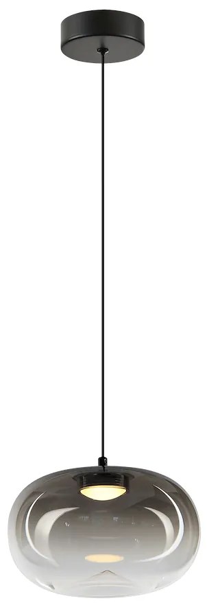 EUlight Závesné svietidlo Vaso, 1x grafitové sklenené tienidlo, (fi 18cm), b