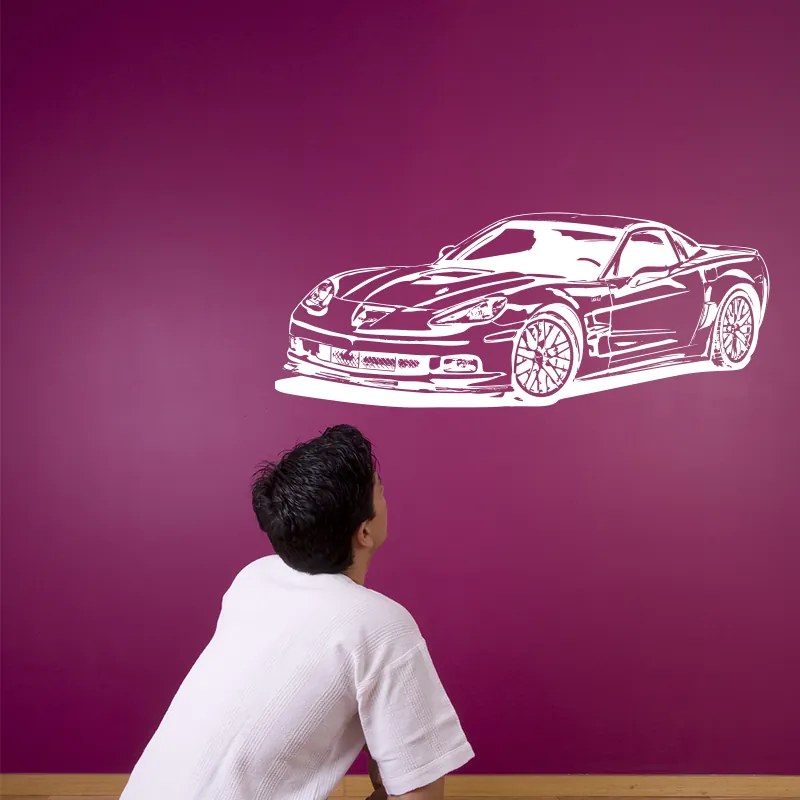 Sablio Samolepka na stenu: Pretekárske auto 2 - 60x24 cm