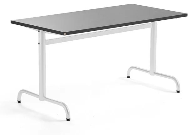 Stôl PLURAL, 1400x700x720 mm, linoleum - tmavošedá, biela