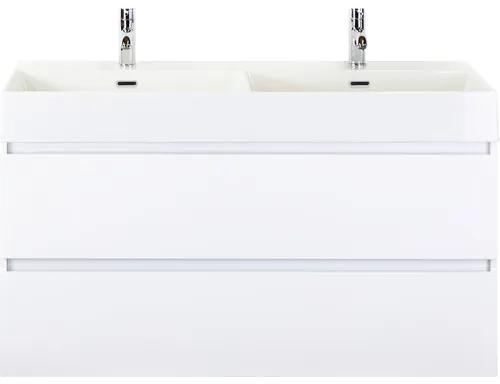Kúpeľňový nábytkový set Maxx XL 120 cm s keramickým dvojitým umývadlom Model 2 biela vysoko lesklá