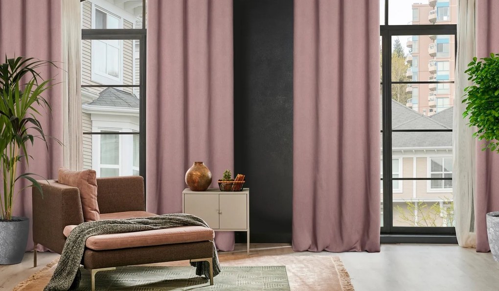 ZATEMŇOVACÍ ZÁVES NA KRÚŽKOCH AMARO 140X250 CM TMAVORUŽOVÁ