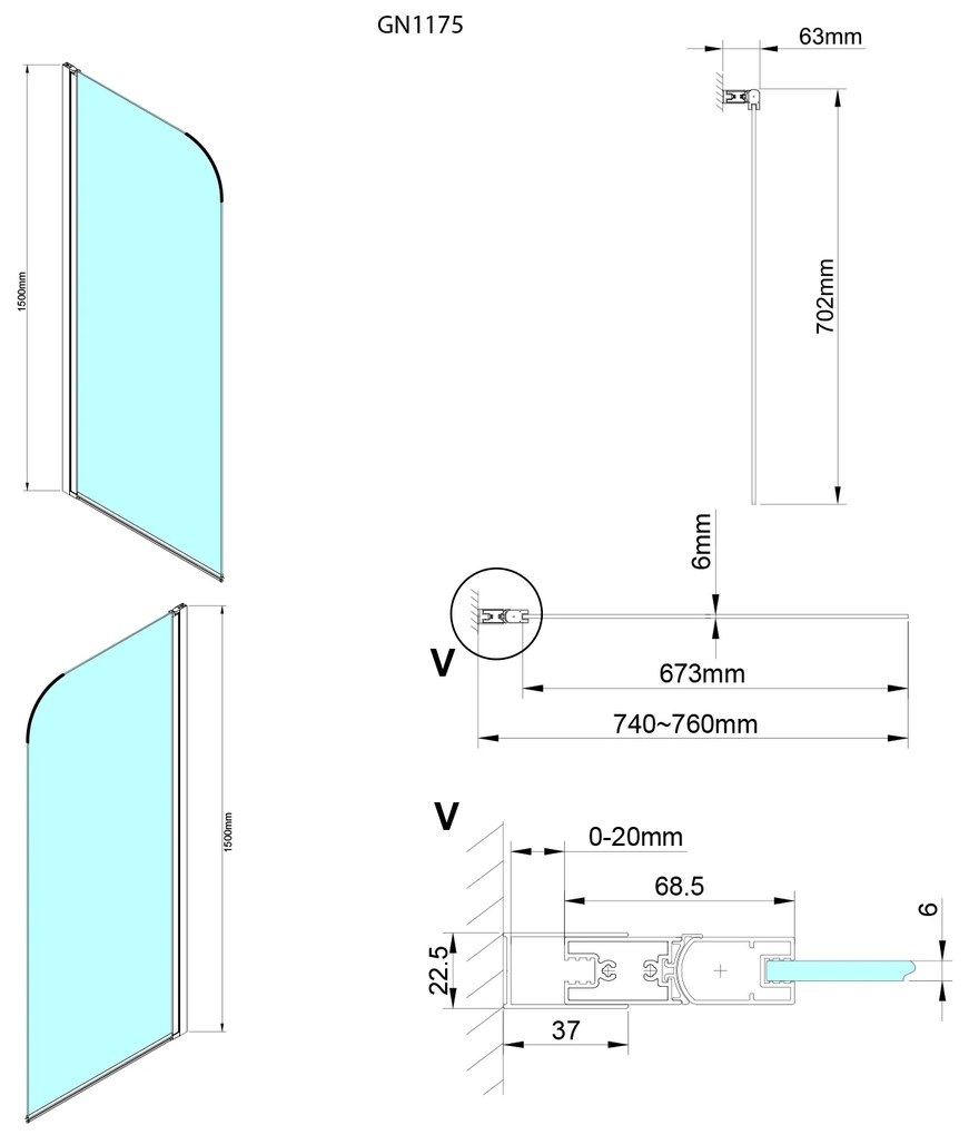Gelco Gelco, LORO vaňová zástena 750mm, číre sklo, GN1175