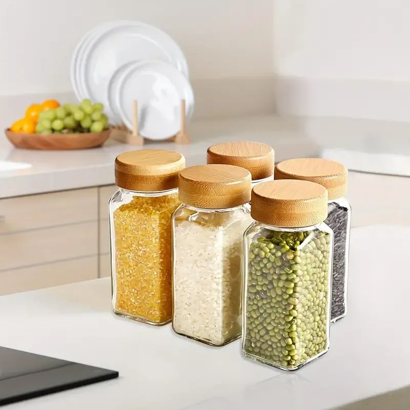usporadejto.cz Sada 12ks kořenek hranatých s bambusovým víčkem DECOR 120 ml