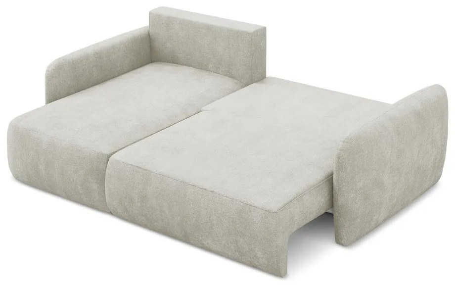 Krémová ženilková rozkladacia/s úložným priestorom rohová pohovka (ľavý roh/s leňoškou) Lilo – Makamii