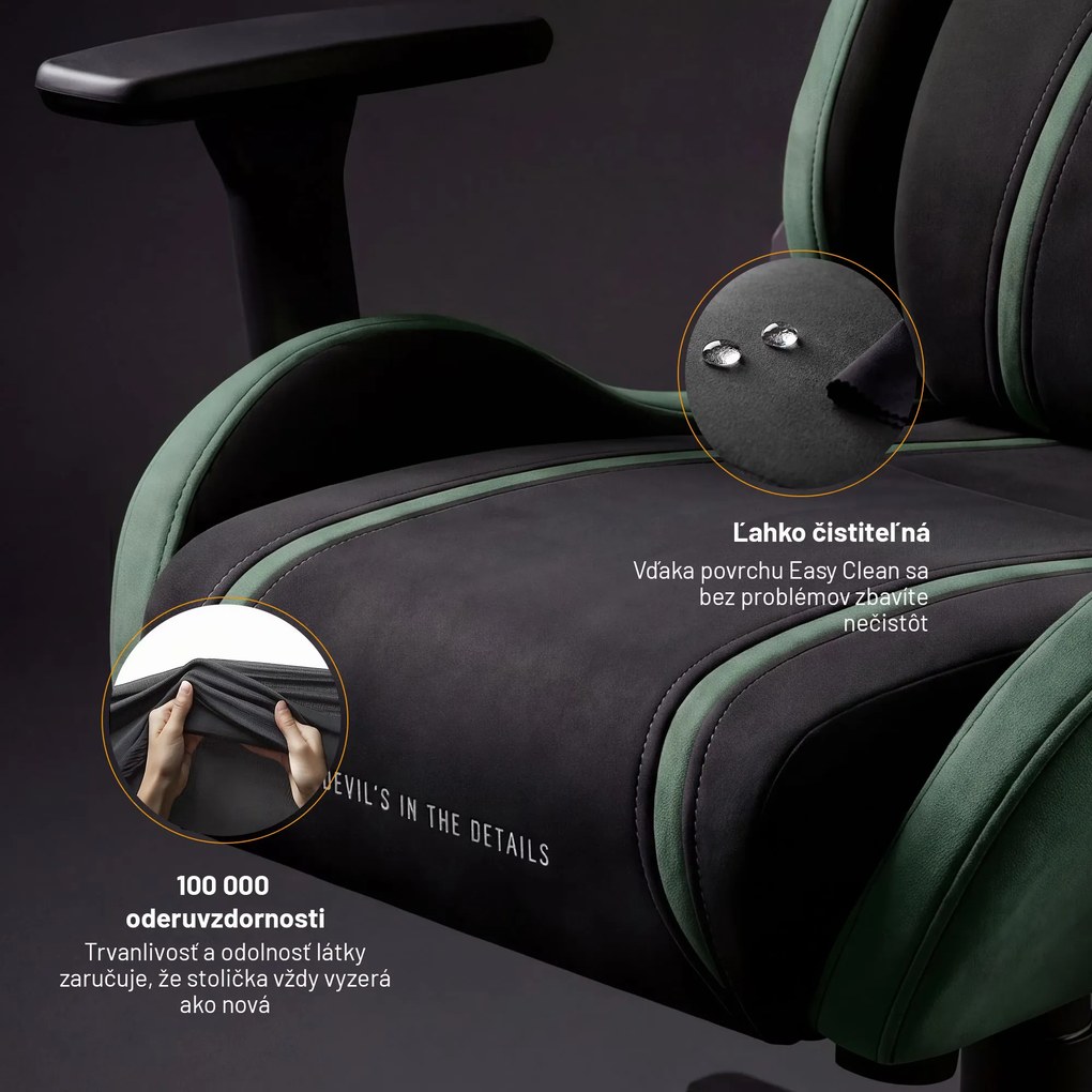 Herné kreslo z látkovým poťahom Small Size, čierny-zelený: Diablo X-One 2.0 Forest Green