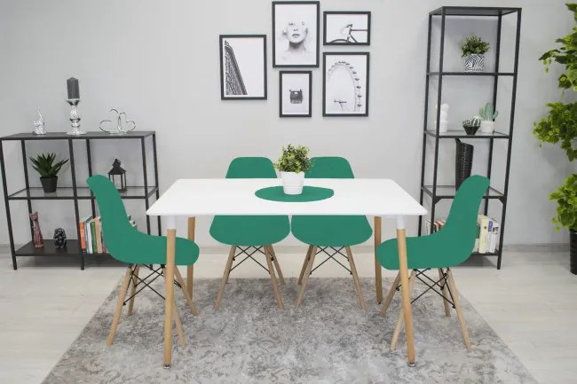 Set troch jedálenských stoličiek OSAKA zelené (hnedé nohy) 3ks