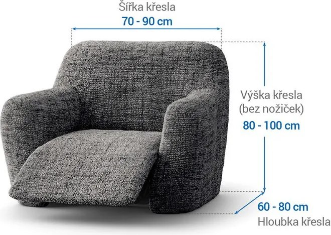Bielastické poťahy VITTORIA šedá relaxačné kreslo (š. 70 - 90 cm)