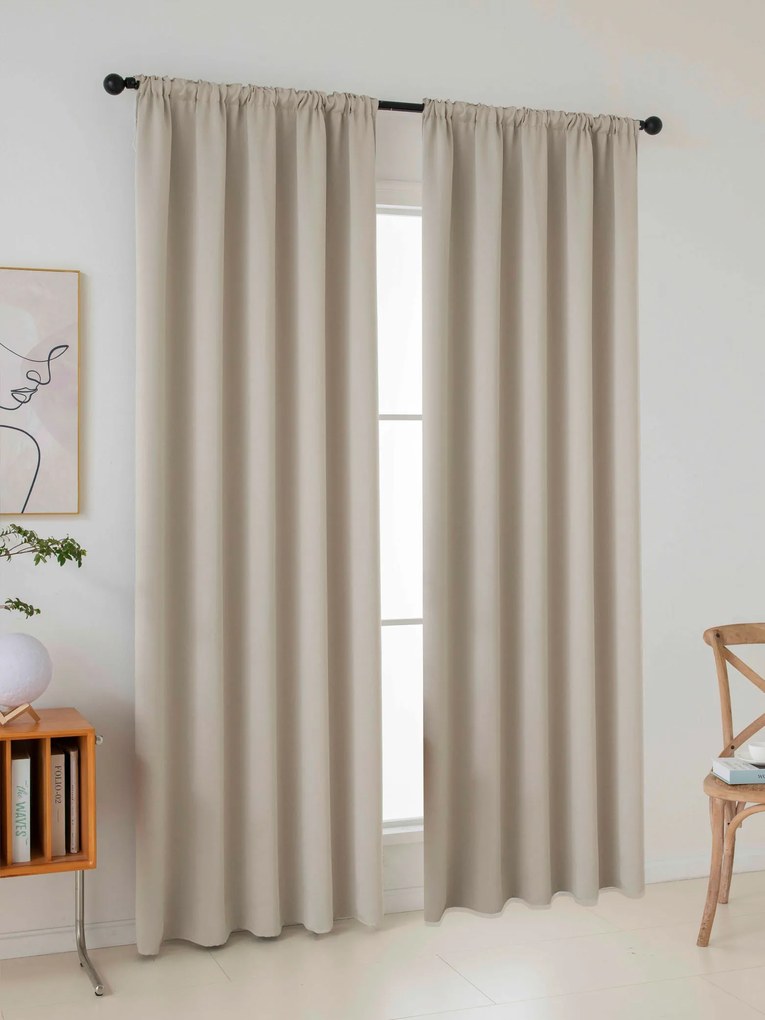 Blackout závesy Elias prírodná - 140 × 280 cm (2 ks) - riasiaca stuha
