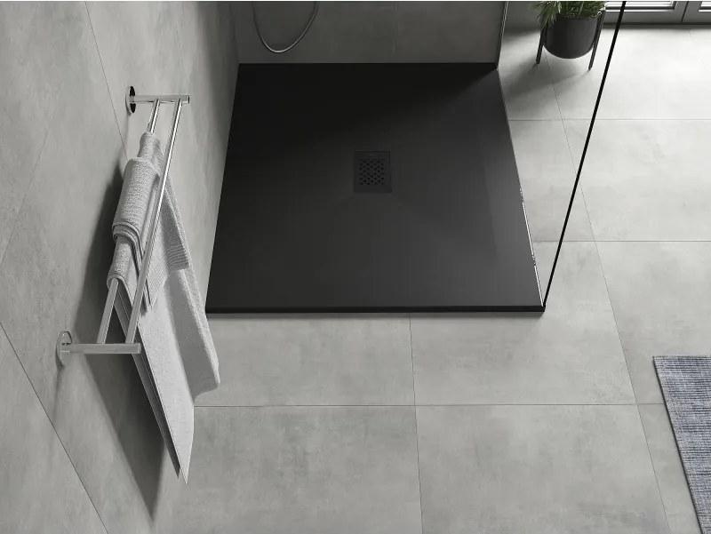 Mexen Hugo, obdĺžniková sprchová vanička SMC 130 x 100 cm, čierna, čierna krytka, 42701013-B