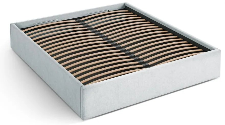 Svetlosivá čalúnená dvojlôžková posteľ s úložným priestorom/bez čela s roštom 180x200 cm Susan – Micadoni