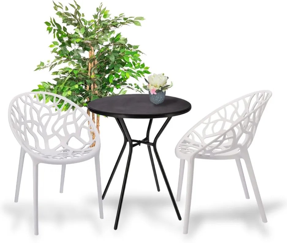 Dekorstudio Balkónové sedenie ALBERO biele - 2x stolička + 1x stôl