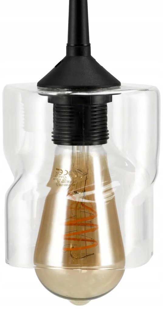 BERGE LED luster stropné svietidlo 3xE27, skladací sklenený štvorec, priehľadné