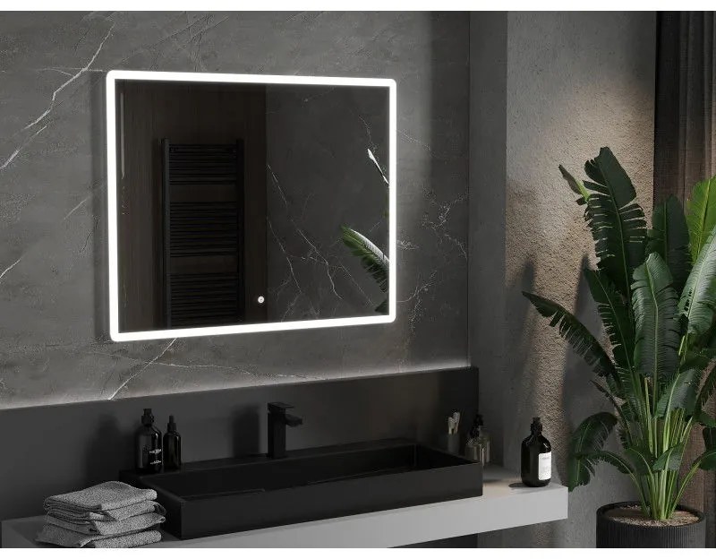 Mexen Navia, LED kúpeľňové zrkadlo s podsvietením 100 x 80 cm, 6000K, ochrana proti zahmlievaniu, 9803-100-080-611-00