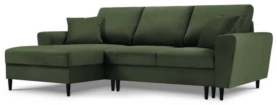 Zelená menčestrová rozkladacia/s úložným priestorom rohová pohovka (ľavý roh/s leňoškou) Kyoto – Cosmopolitan Design