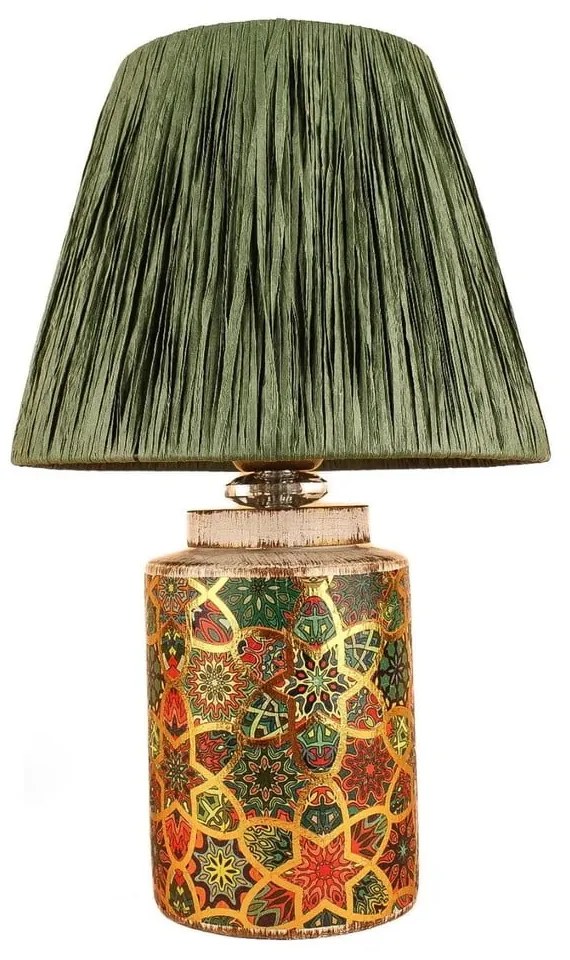 Zelená stolová lampa s tienidlom z papierového výpletu (výška 38 cm) Alev – Opviq lights