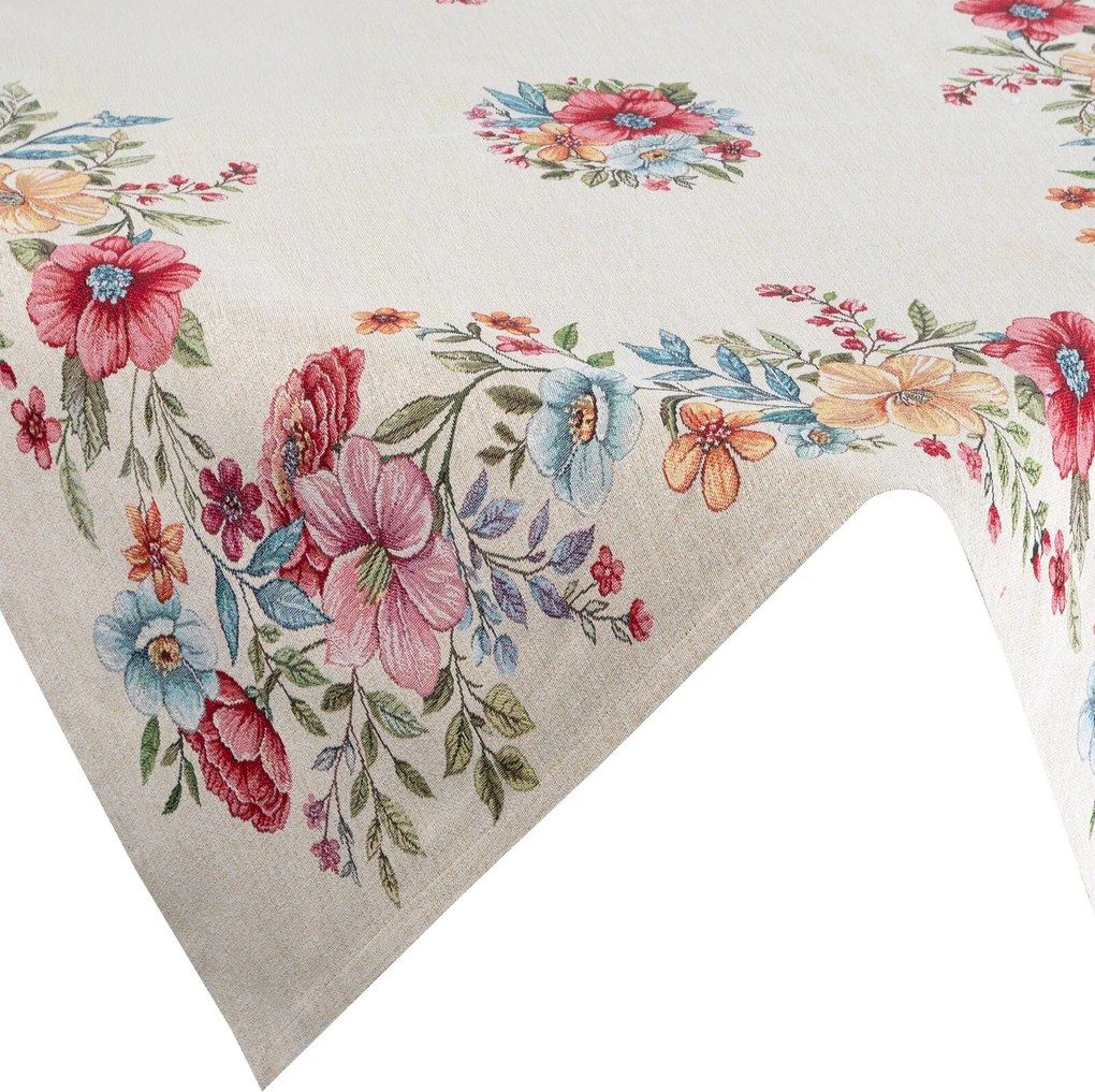 GOBELÍNOVÝ OBRUS FLORIS 100X100 CM VZOROVANÁ