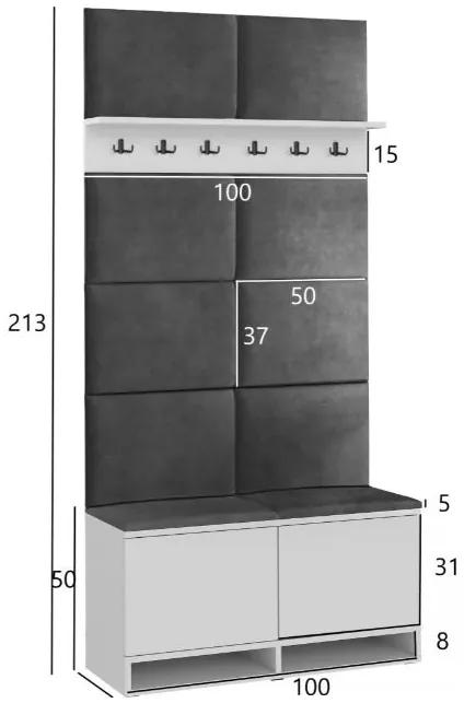Bestent Predsieňová stena vešiaková White/ Grey 100x213x37cm