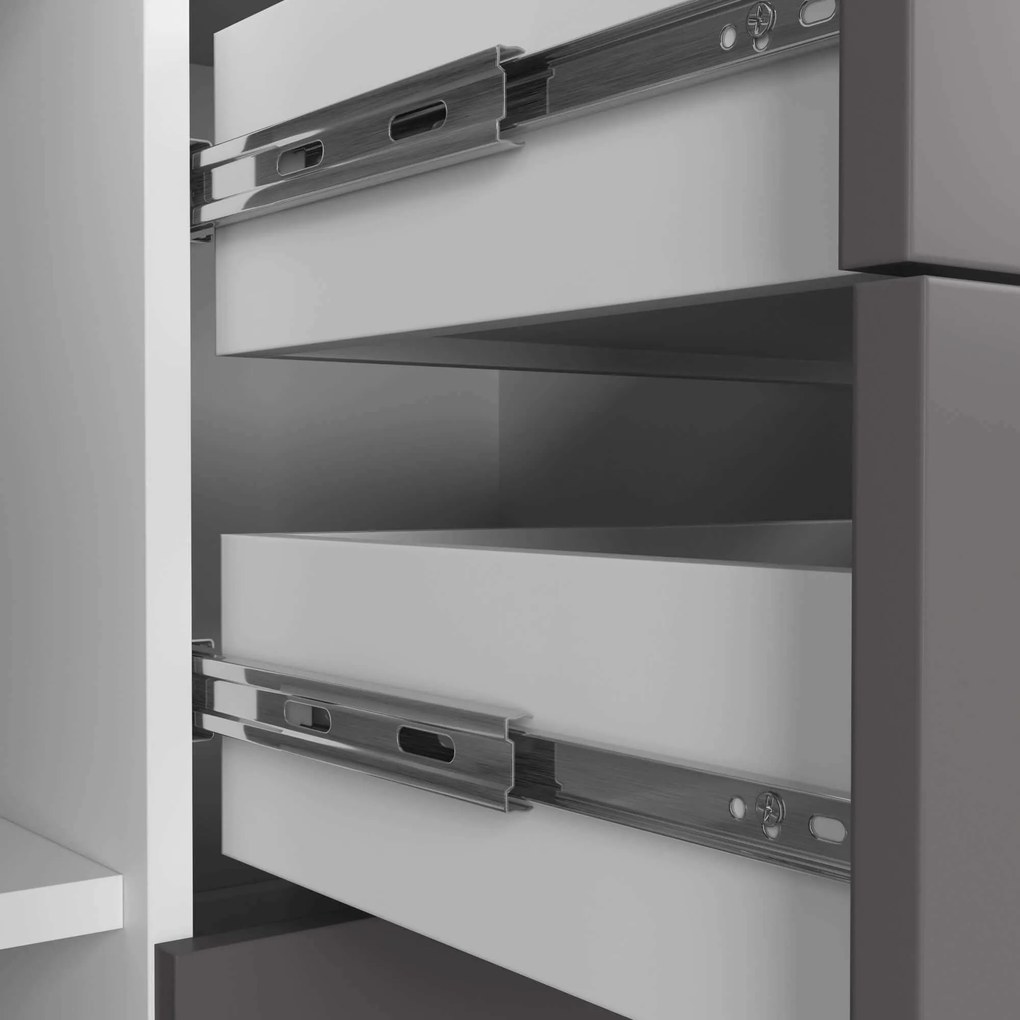 Komoda TORVI K 110 cm matná biela/matná grafitovo sivá