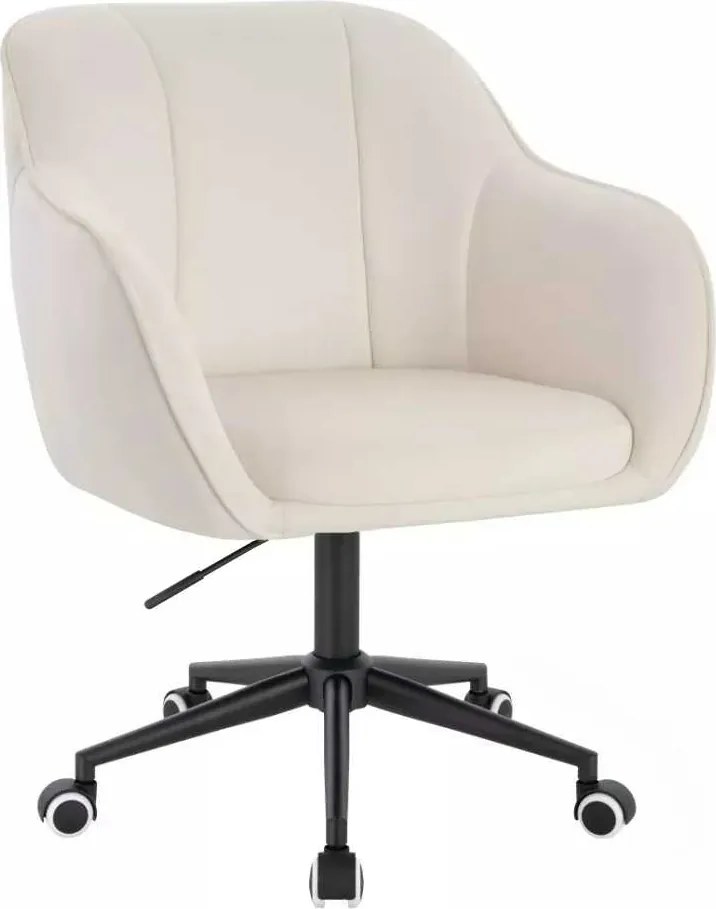 LuxuryForm DESIGN Stolička AVOLA VELUR na čiernej podstave s kolieskami - biela