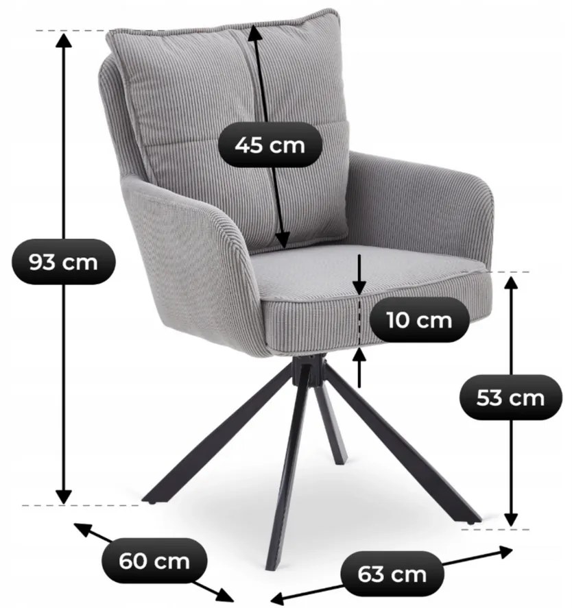 Otočná stolička MAGNUS sivá