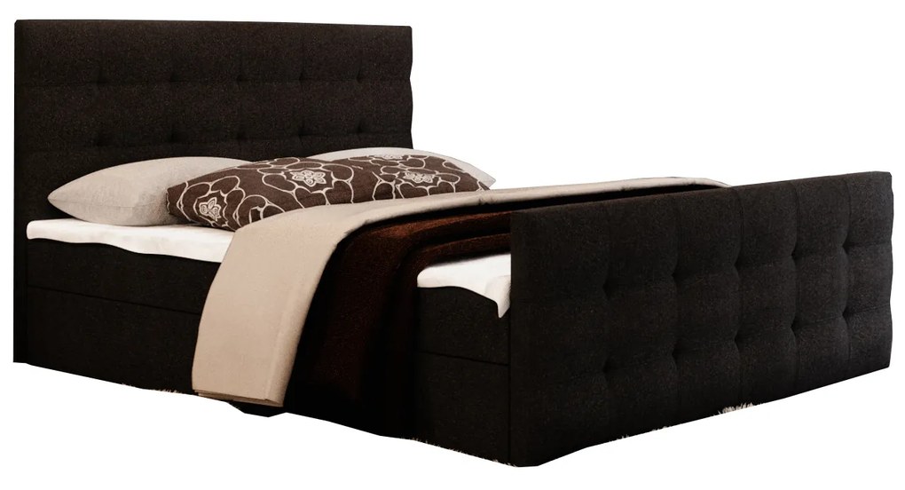 Manželská posteľ Boxspring 160 cm Milagros 2 (čierna) (s matracom a úložným priestorom). Vlastná spoľahlivá doprava až k Vám domov. 1047232
