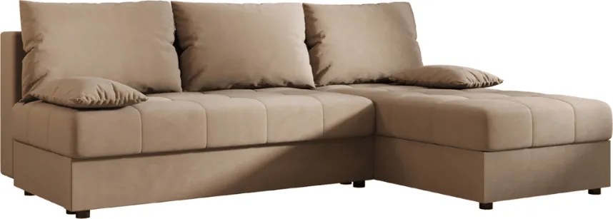 Rozkladacia obojstranná sedacia súprava do L VENORIA SLIM 200x143 cm, béžová + 2 vankúšiky ZDARMA